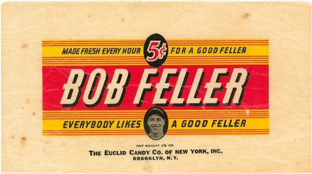 1940s Euclid Candy Co. "Bob Feller" Candy Wrapper   